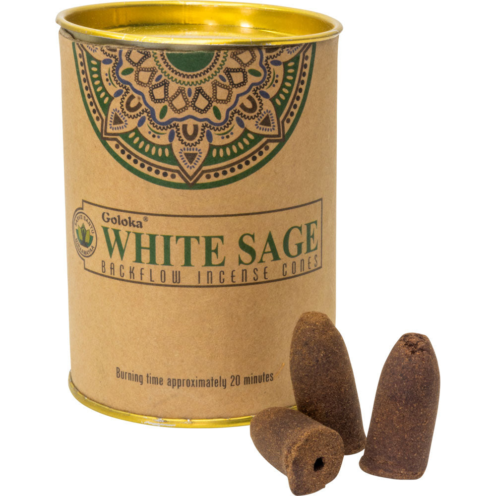 Goloka White Sage Backflow Incense Cones