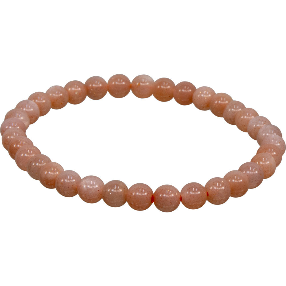Peach Moonstone 6mm Bead Gemstone Bracelet