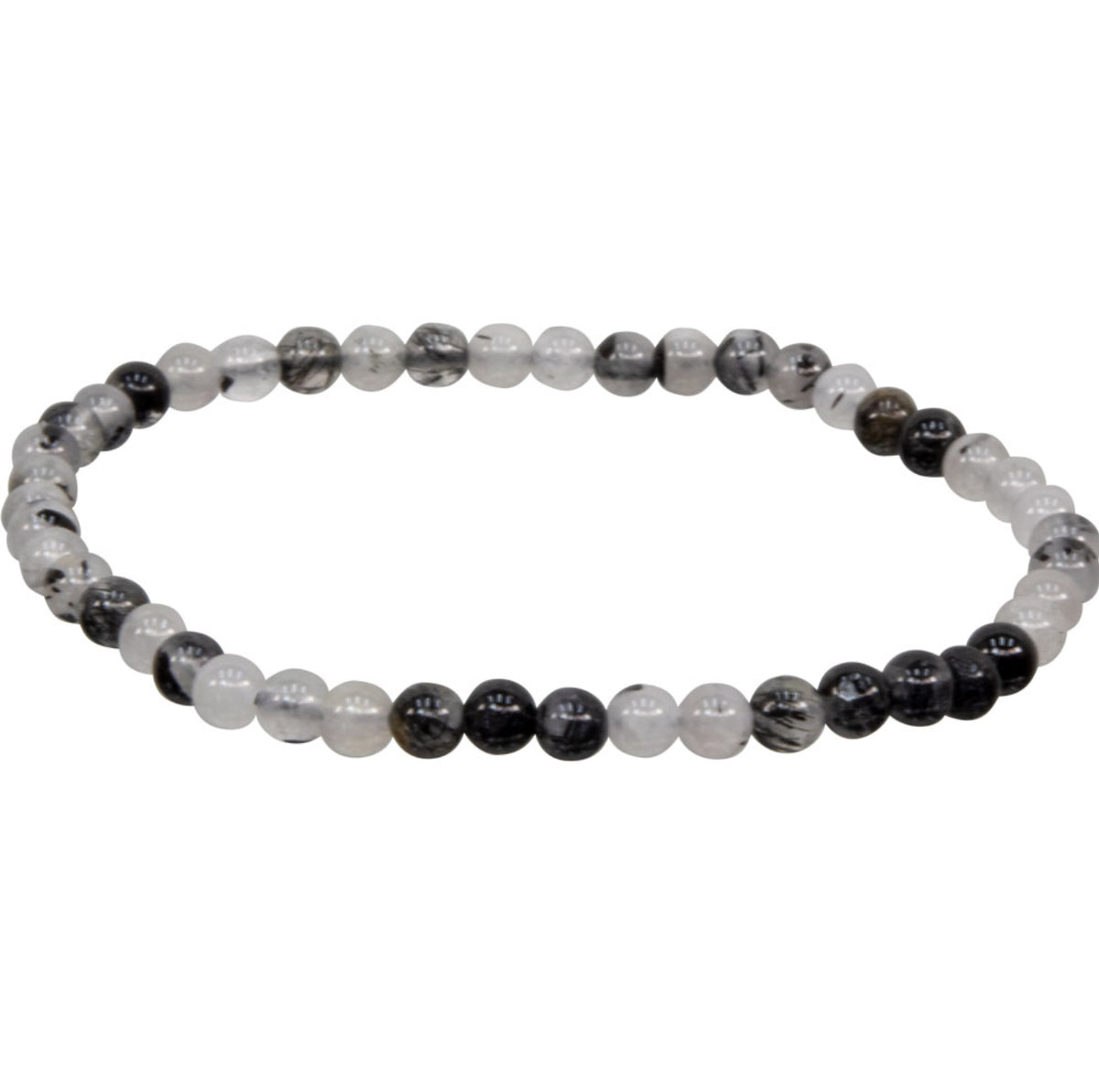 Black Rutilated Quartz 4mm Bead Gemstone Bracelet