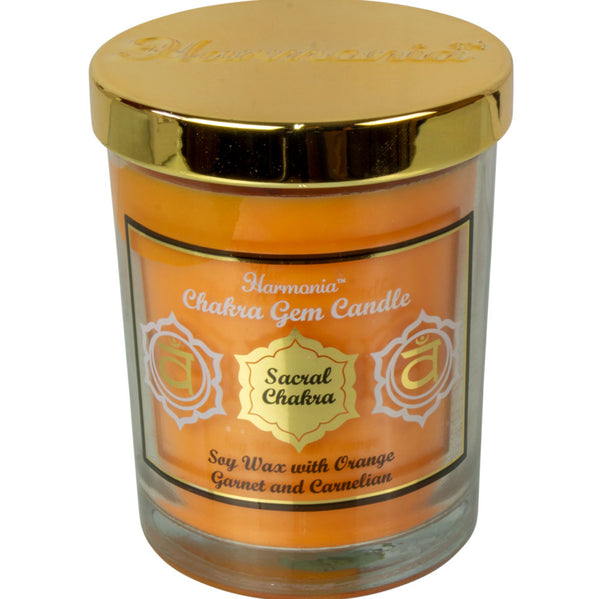 Sacral Chakra Candle with Garnet & Carnelian Gemstone Chips