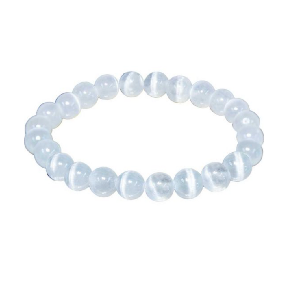 Selenite 8mm Gemstone Bead Bracelet