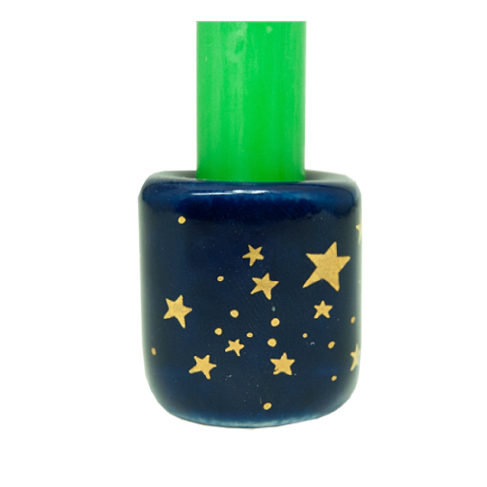 Blue with Gold Stars Ceramic Chime Candle Holder