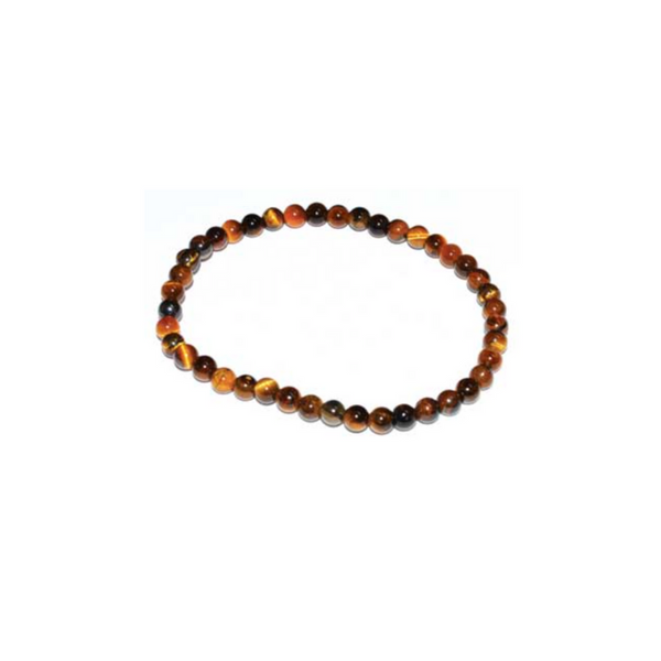 Yellow Tiger Eye 4mm bead bracelet with golden-brown shimmer, designed to support courage, confidence, and mental focus.
