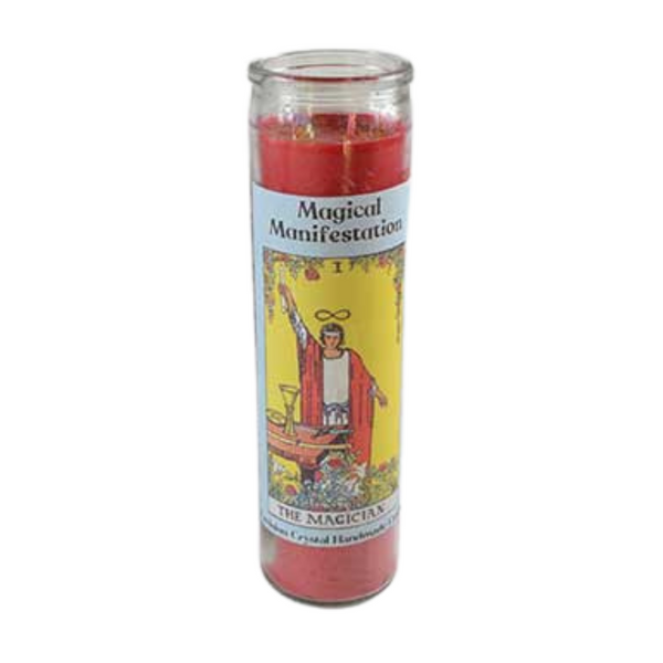 Magical Manifestation 7 Day Ritual Candle – red, long-burning intention candle for setting goals, spiritual alignment, and manifestation rituals.