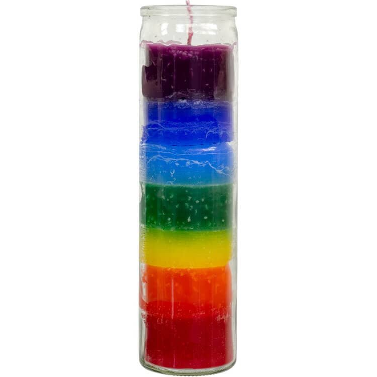 7 Day Chakra Glass Prayer Candle 7 Day Chakra Glass Prayer Candle