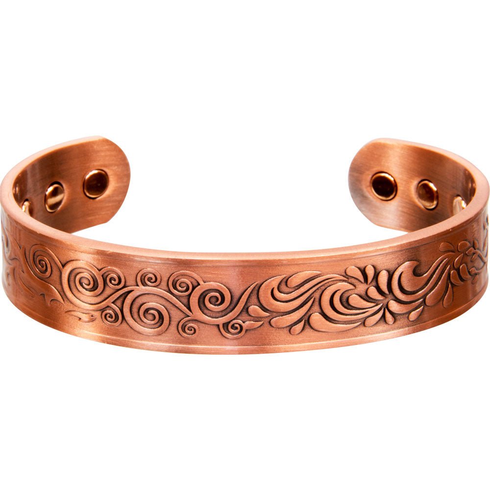 Magnetic Copper Four Element Adjustable Cuff, Antique Hammered style Bracelet | My Little Magic Shop