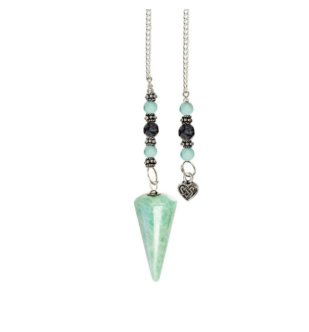 Amazonite Celtic Heart Hexagonal Polished Pendulum