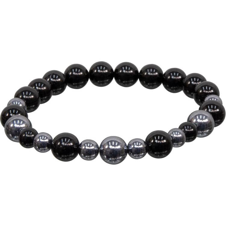 Black Tourmaline with TeraHertz 6mm Bead Gemstone Bracelet