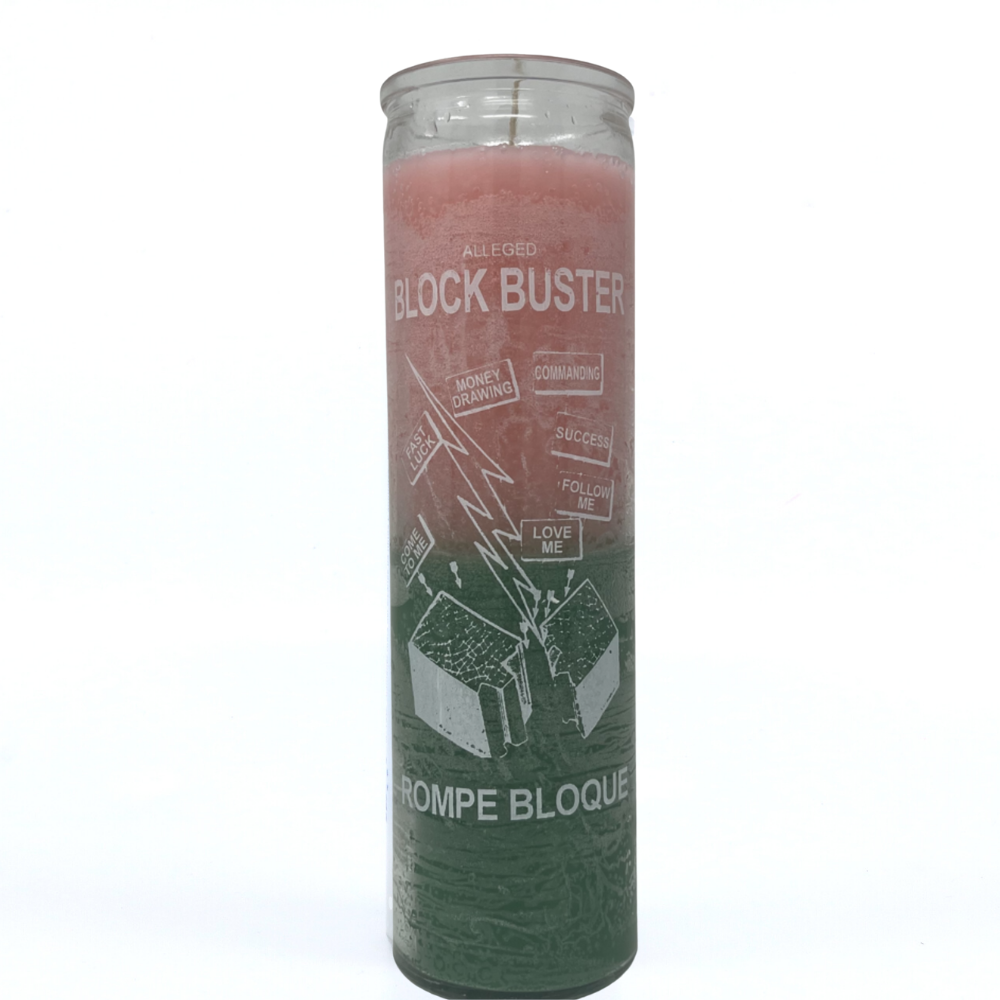 Block Buster 7 Day Magic Ritual Candle in Pink and Green