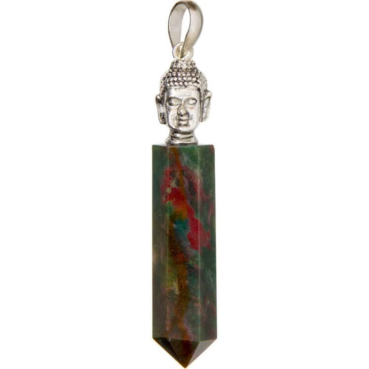 Bloodstone Buddha Head Pendant