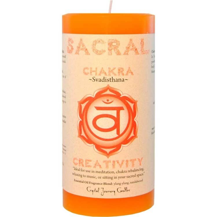 Orange Crystal Sacral Svadistha Journey Pillar Candle | My Little Magic Shop