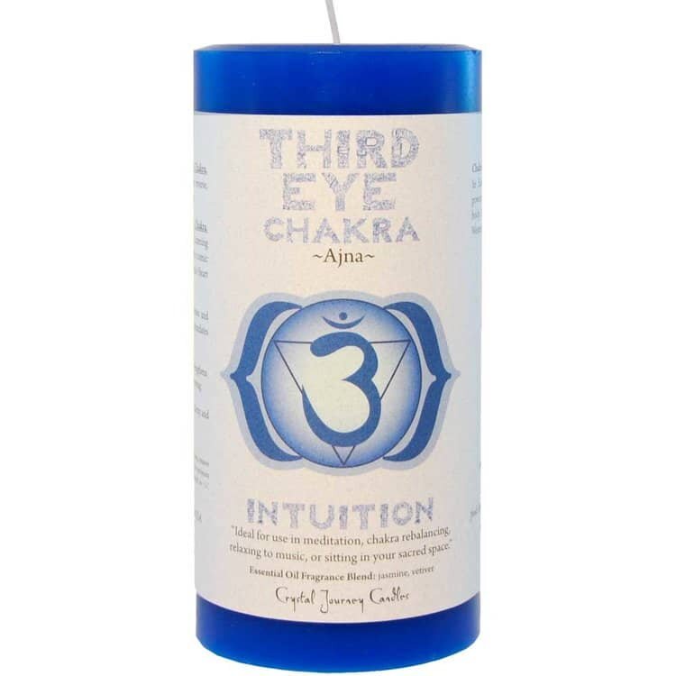 Third Eye Ajna Indigo Crystal Journey Pillar Candle | My Little Magic Shop