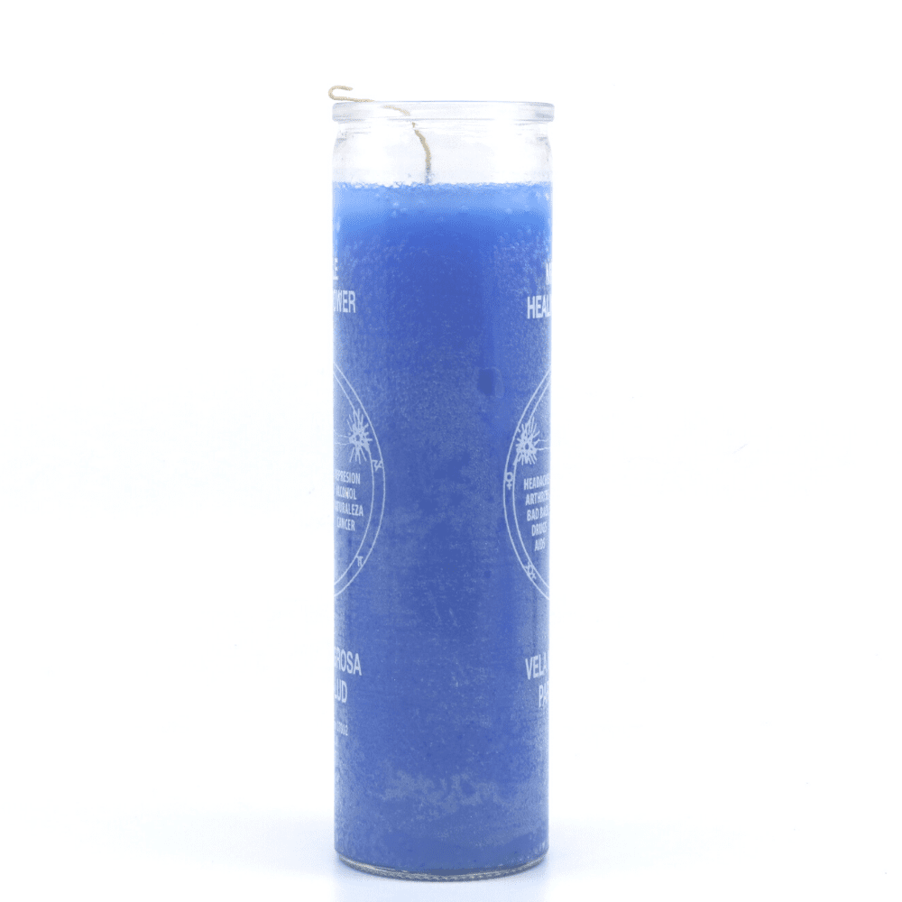 Miracle Healing 7 Day Glass Jar Candle in Blue | My Little Magic Shop