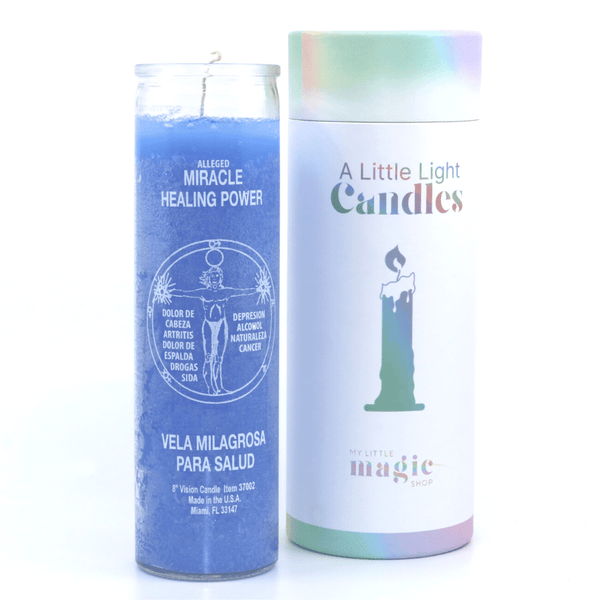 Miracle Healing 7 Day Glass Jar Candle in Blue | My Little Magic Shop