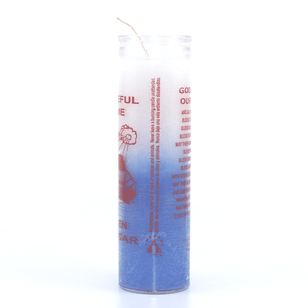 Peaceful Home 7 Day Candles - Unscented White and Blue Mini Ritual Candle | My Little Magic Shop