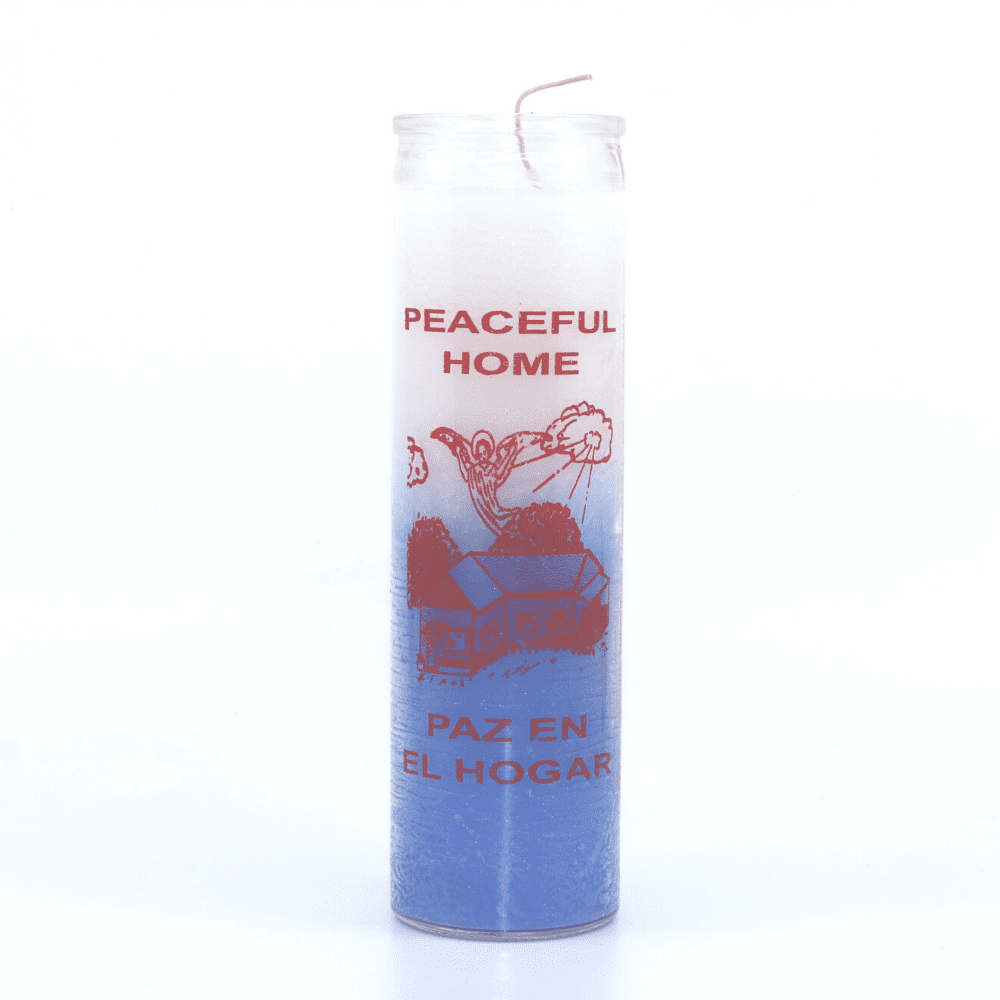Peaceful Home 7 Day Candles - Unscented White and Blue Mini Ritual Candle | My Little Magic Shop