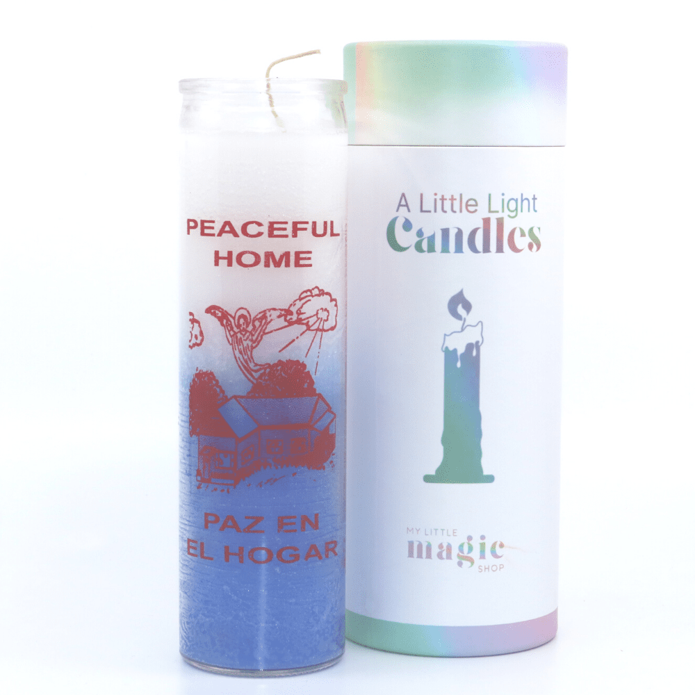 Peaceful Home 7 Day Candles - Unscented White and Blue Mini Ritual Candle | My Little Magic Shop