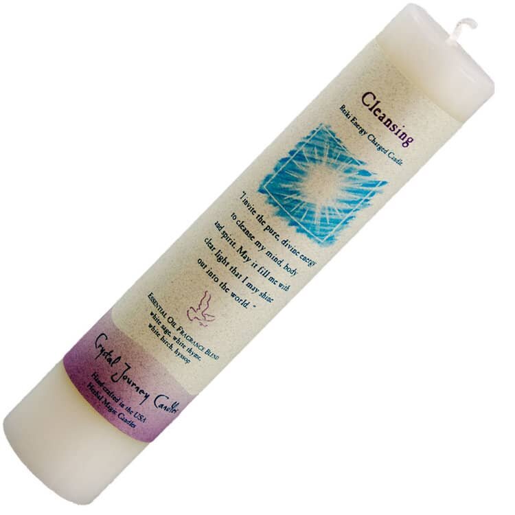 Cleansing Reiki Infused Manifestation Candle – White Herbal Pillar for ...