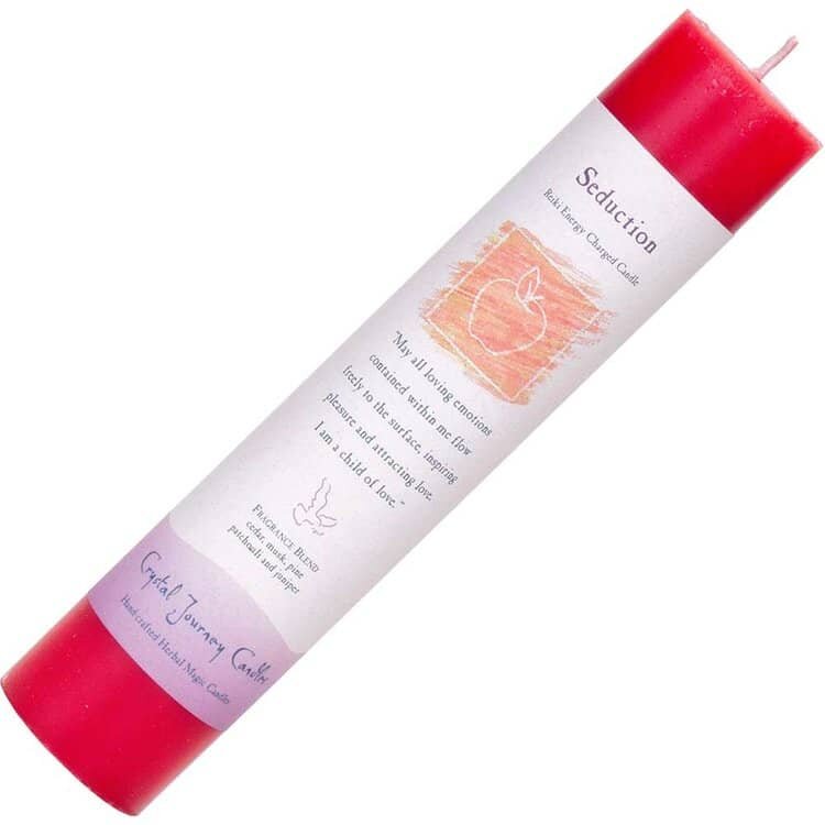 Seduction Reiki Herbal Pillar Candle | My Little Magic Shop