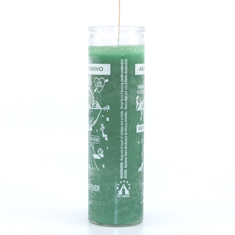 Road Opener 7 Day Magic Ritual Candle in Green