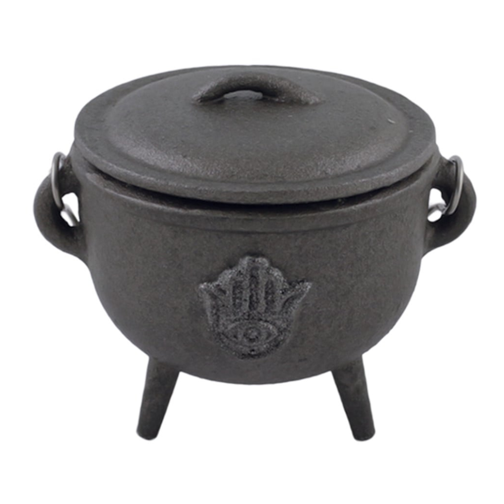 Large Cast Iron Hamsa Cauldron