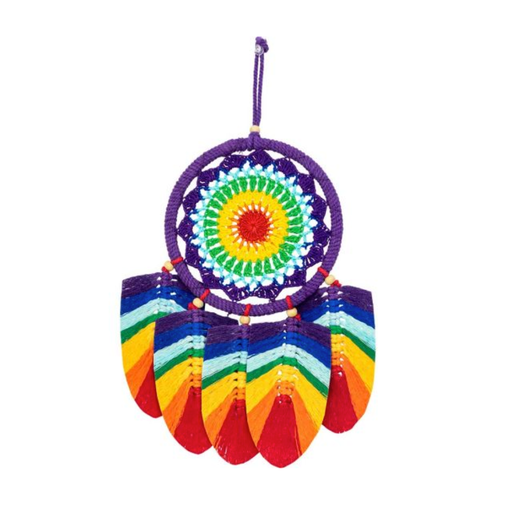 Boho Woven Chakra w/ Macrame Leaves Dreamcatcher