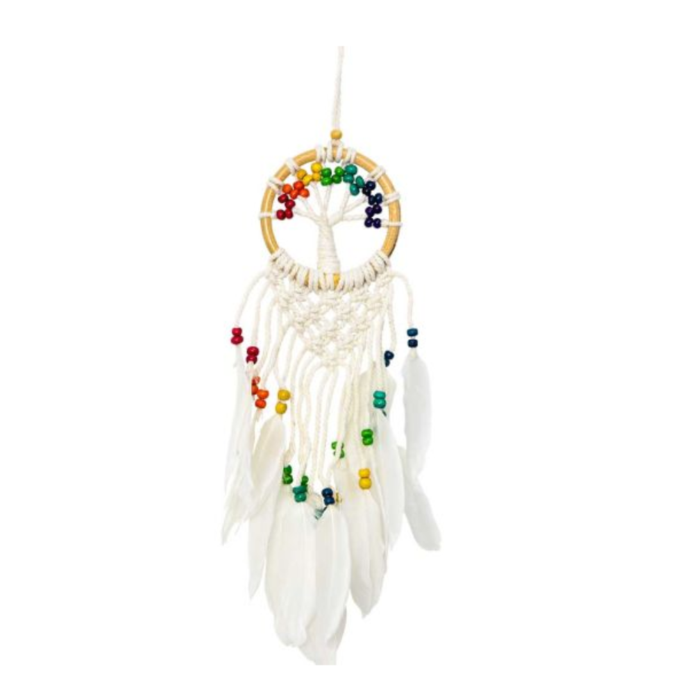Macrame Chakra Wooden Bead Tree Dreamcatcher