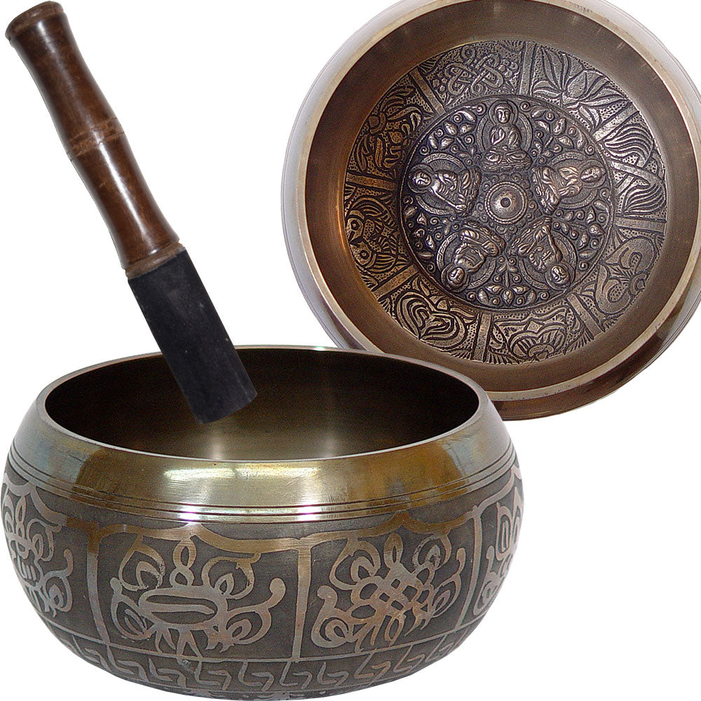 Five Dhyani Buddhas Small Embossed Singing Bowl