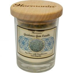 Guidance Intention Setting Candle with Frankincense Angelite Gemstone Chips