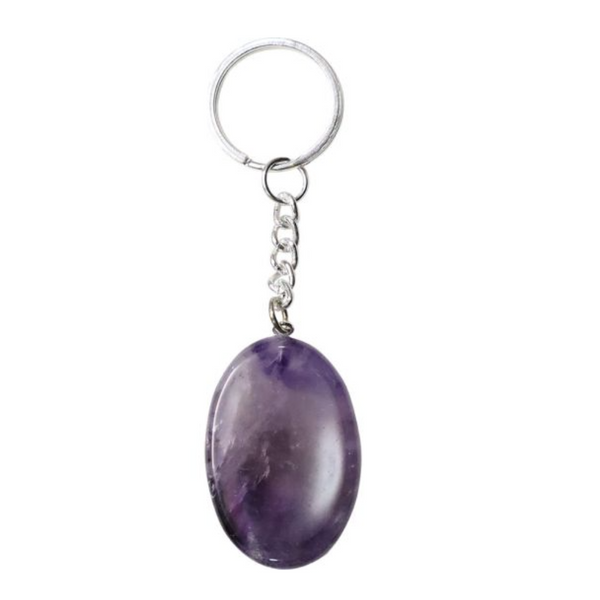 Amethyst Worry Stone Keychain