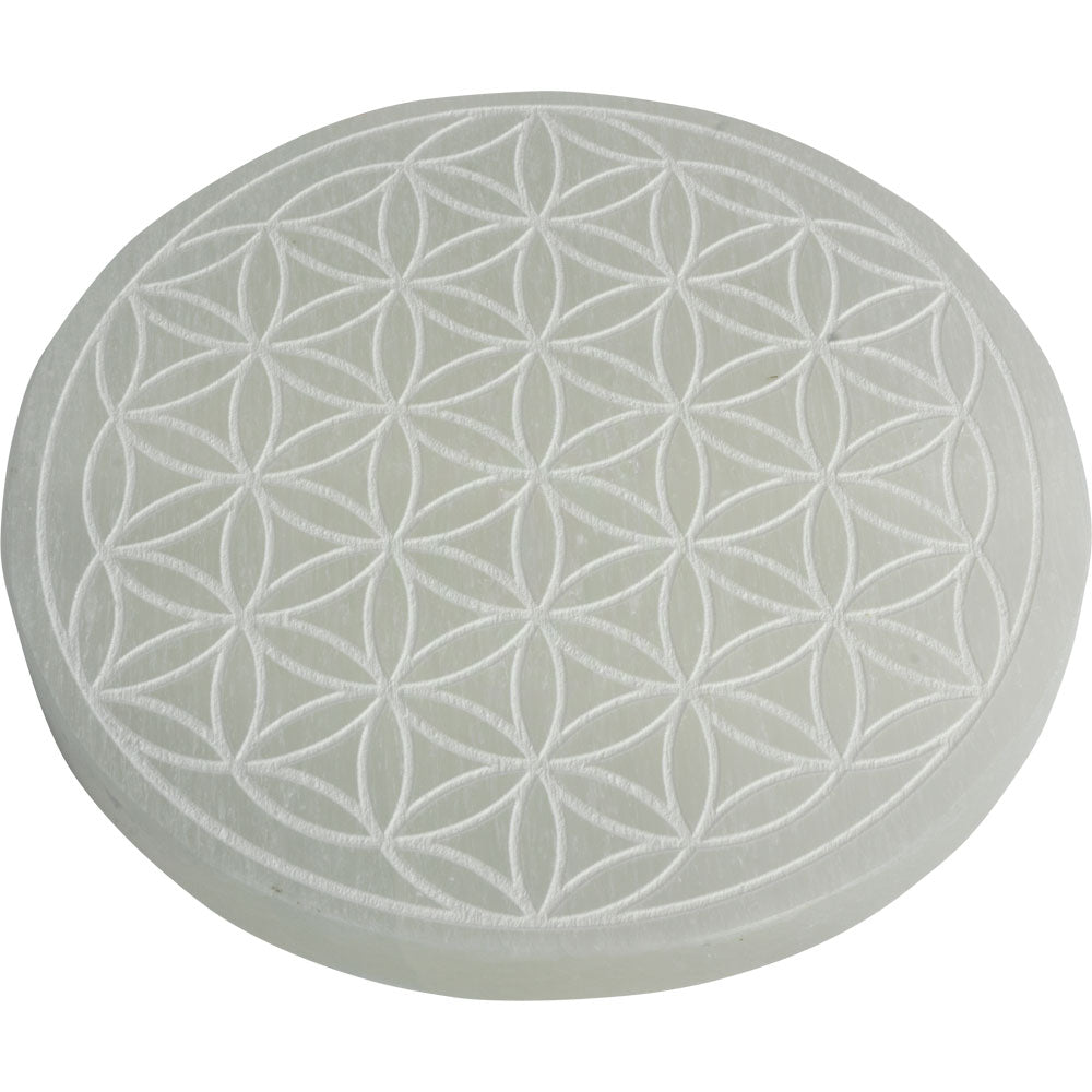 Selenite Flower of Life Round Charging Disk