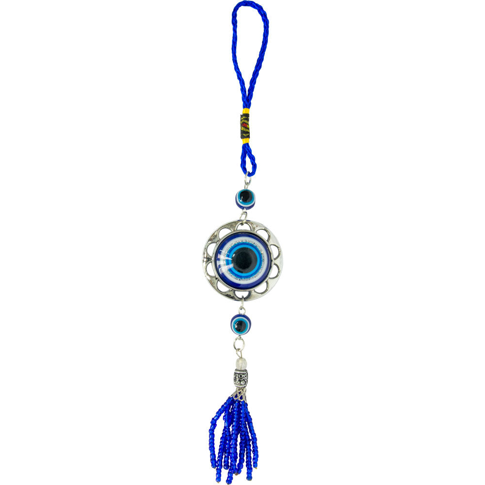 Evil Eye Puffed Talisman with Beaded Tassel