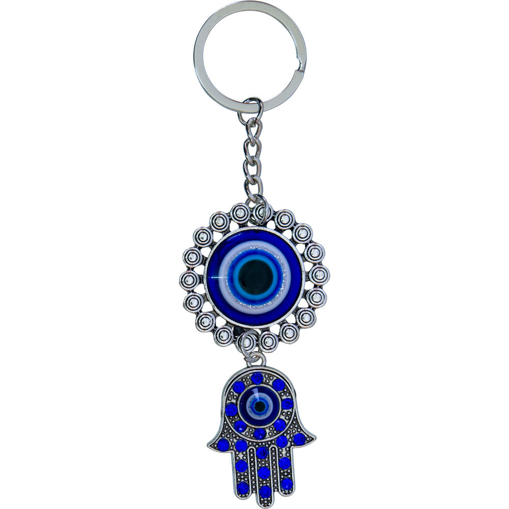 Adorned Eye with Fatima Hand Evil Eye Talisman Key Ring