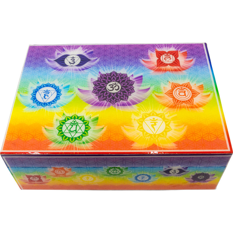 7 Chakra wood velvet lined storage box, closed