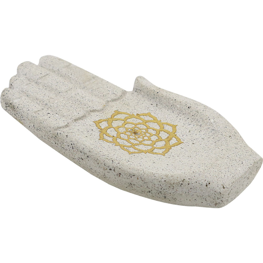 Gold Lotus Hand Recycled Resin Incense Holder