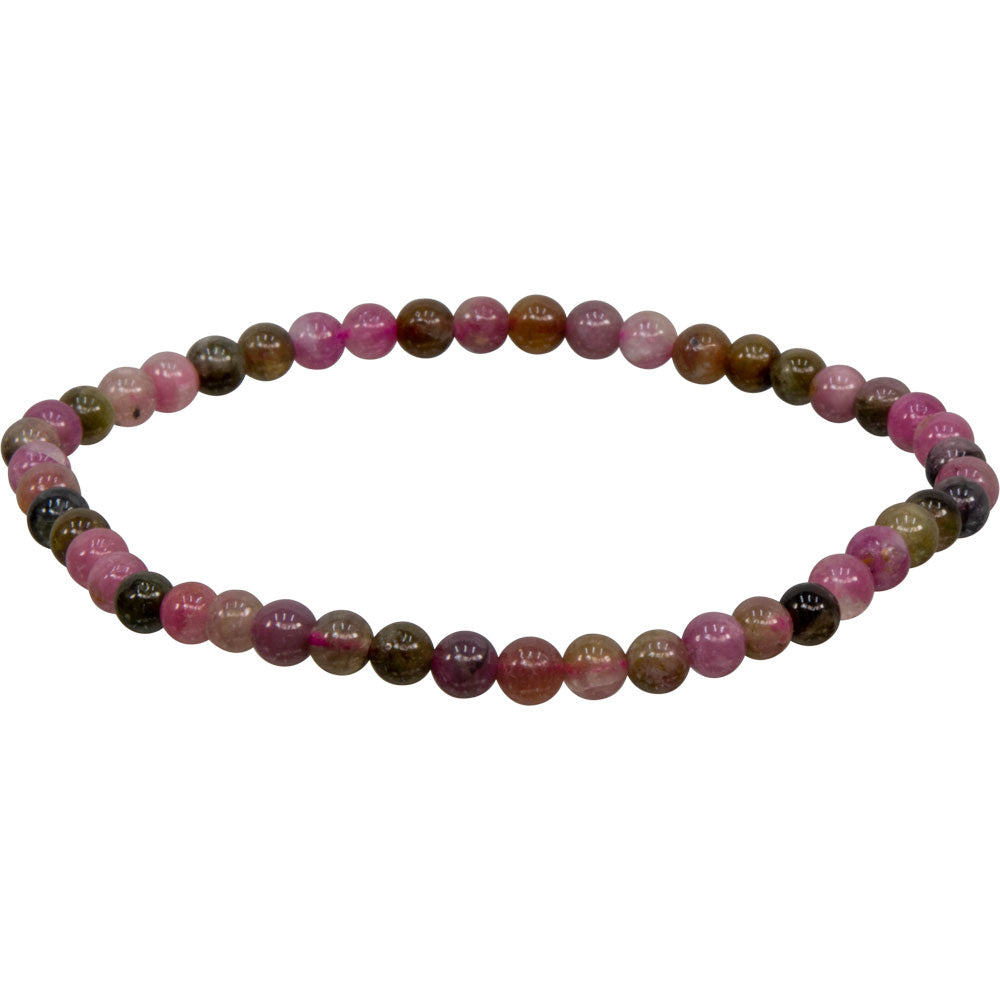 Pink Tourmaline in Quartz 4mm Bead Gemstone Bracelet