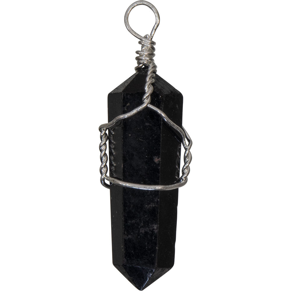 Black Tourmaline Wire Wrapped Point Pendant