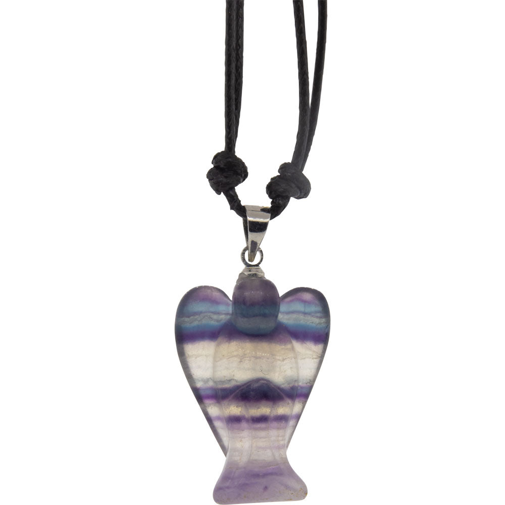 Rainbow Fluorite Gemstone Angel Necklace