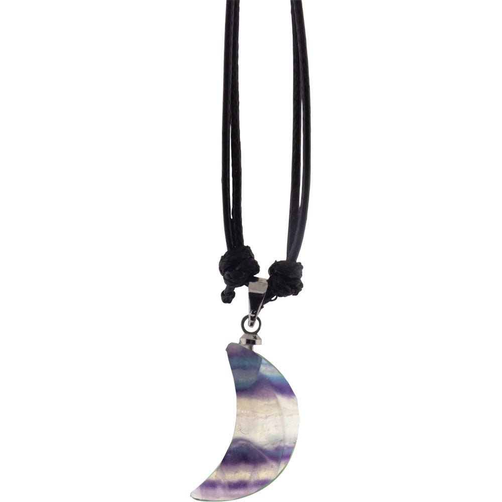 Rainbow Fluorite Goddess Moon Necklace