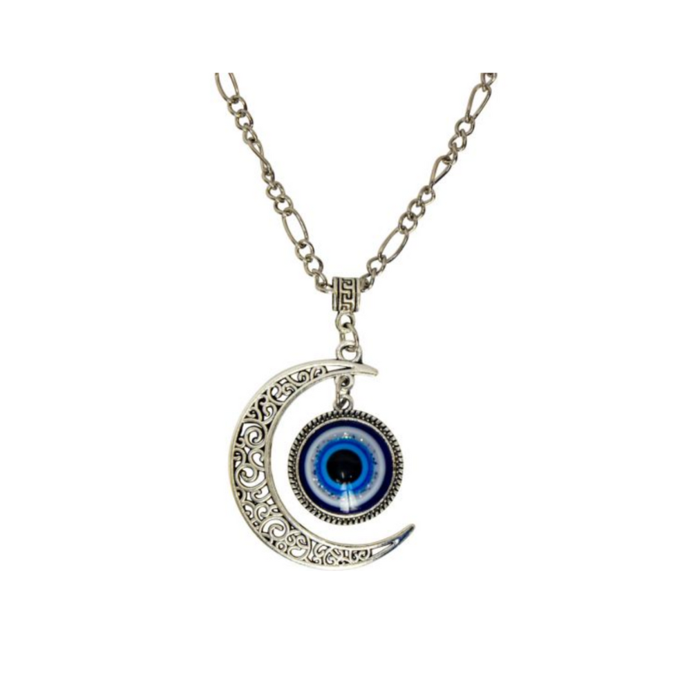 Crescent Moon Evil Eye Protection Necklace