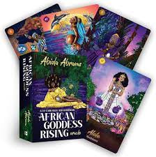 The African Goddess Rising Oracle deck box and cards