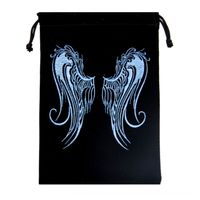 Embroidered velvet bag with angel wings design