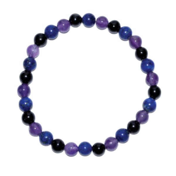 Shield your energy and awaken your inner wisdom with this Black Tourmaline, Lapis & Amethyst 8mm Bead Bracelet. A trio for protection, intuition, and spiritual alignment.