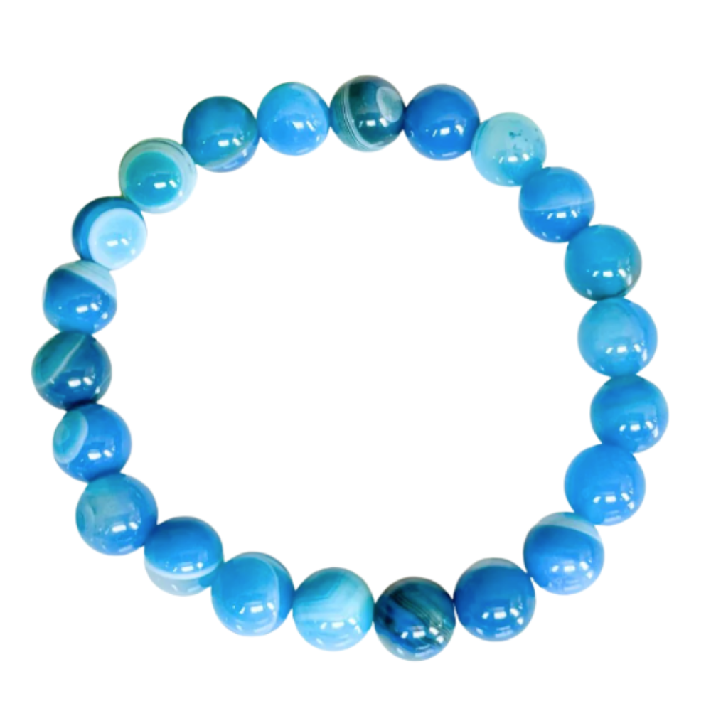 Blue Agate 8mm crystal bracelet with polished round beads