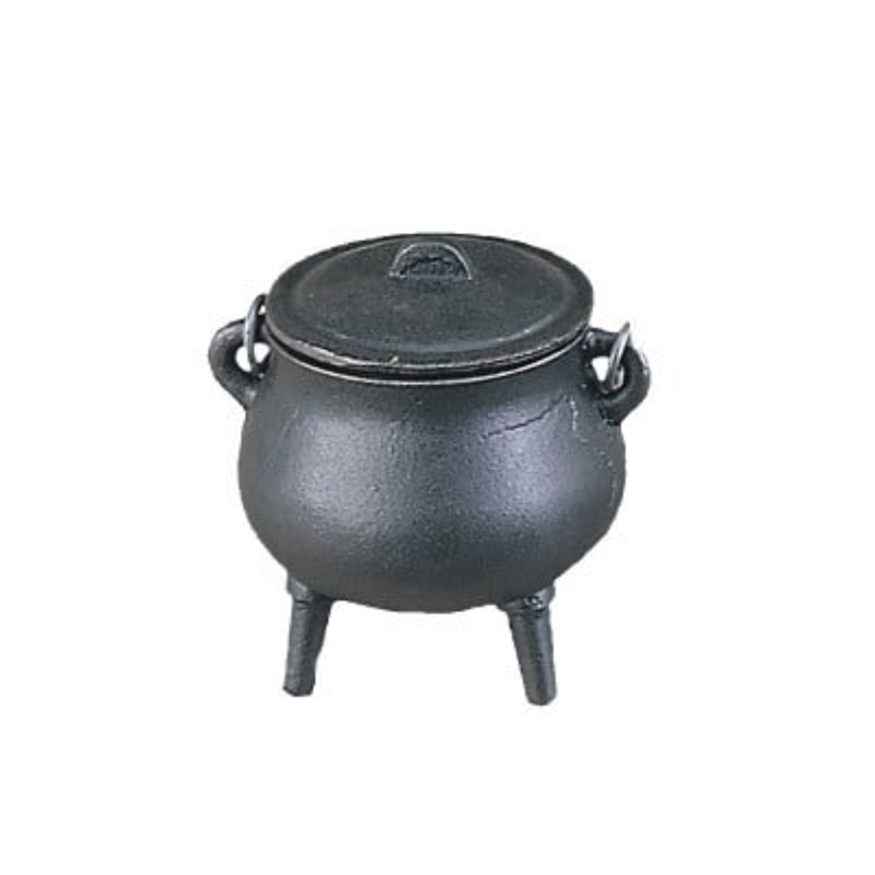 3.5-inch cast iron cauldron with lid for spells and rituals