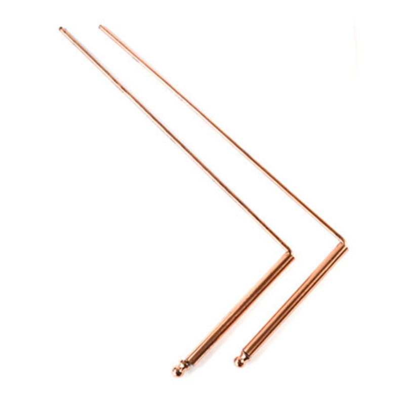 Copper Dowsing Rods measuring 12" x 4 ¾", handcrafted copper divination tools for energy detection and intuitive exploration.