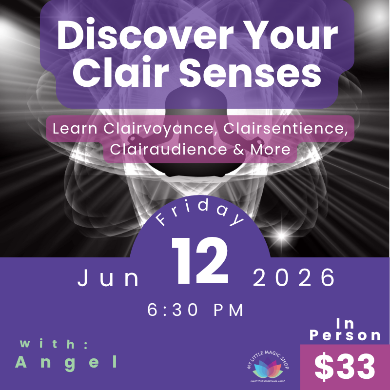 Promotional flyer for a clairvoyance workshop with event details and pricing.