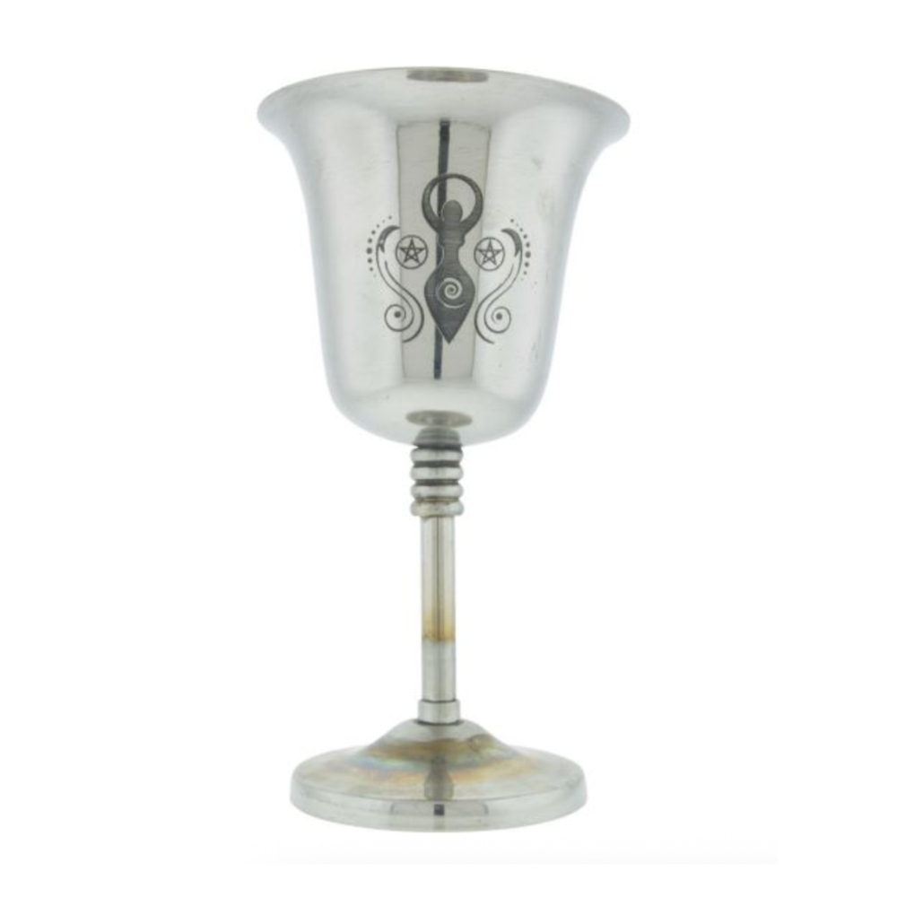 Engraved goddess stainless steel chalice