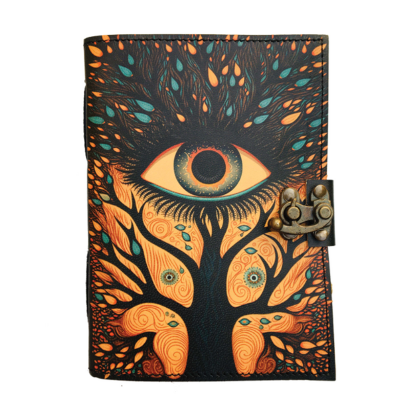 Ethereal Eye Leather Journal | Third Eye Grimoire for Intuitive Journaling