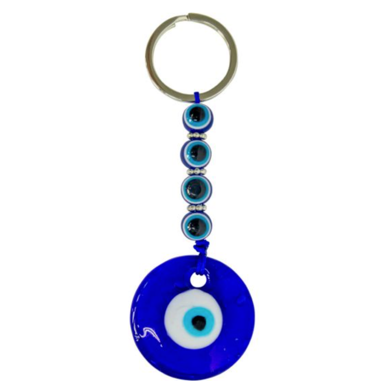 Evil Eye Talisman Keychain with blue protective eye charm, symbolizing peace, clarity, and spiritual protection.